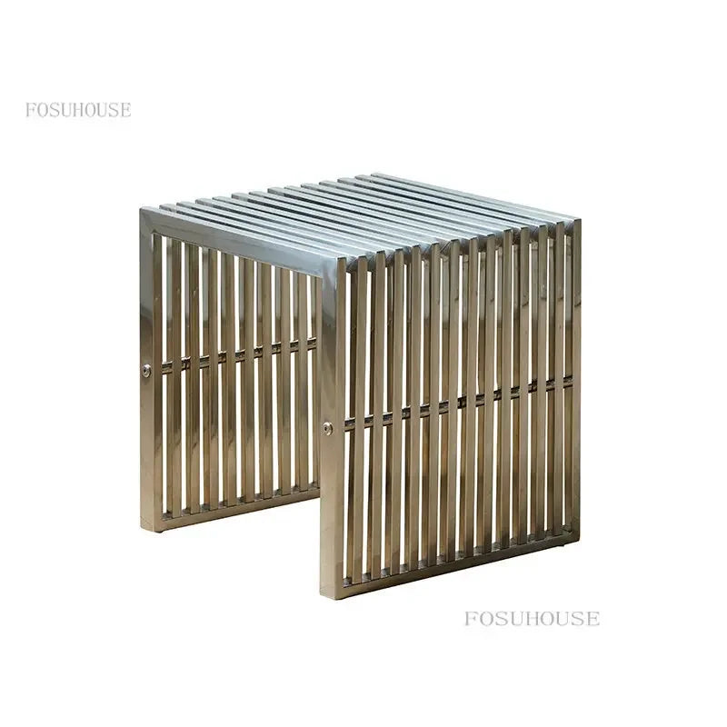 Nordic Stainless Steel Bench – Minimalist Shoe Changing Stool Ottoman