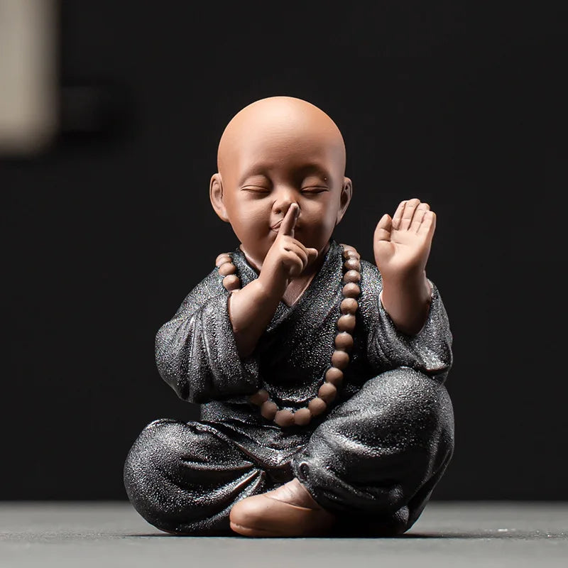 Ceramics Four Not Small Monk Statue Ceramic crafts Chinese characteristic decoration luxurious Home, Study, office accessories