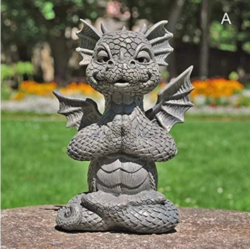 Garden Meditation Chan Long Resin Statue Outdoor Garden Creative Meditation Dragon Decorative Resin Crafts Ornament