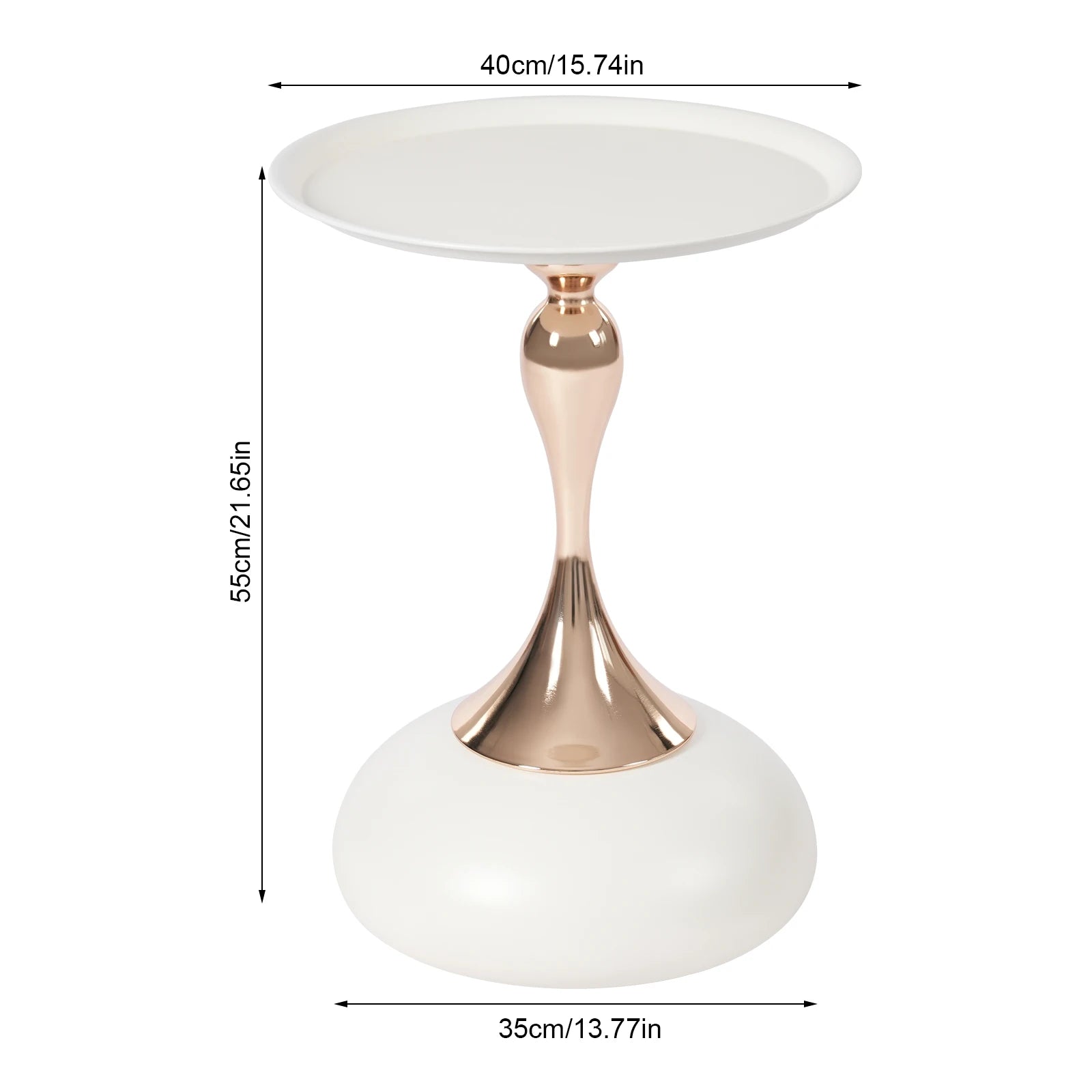 White, Round End Table, Metal Side Table Small Table, Floor Standing Sofa Side Table Nightstand, for Living Room Bedroom Office