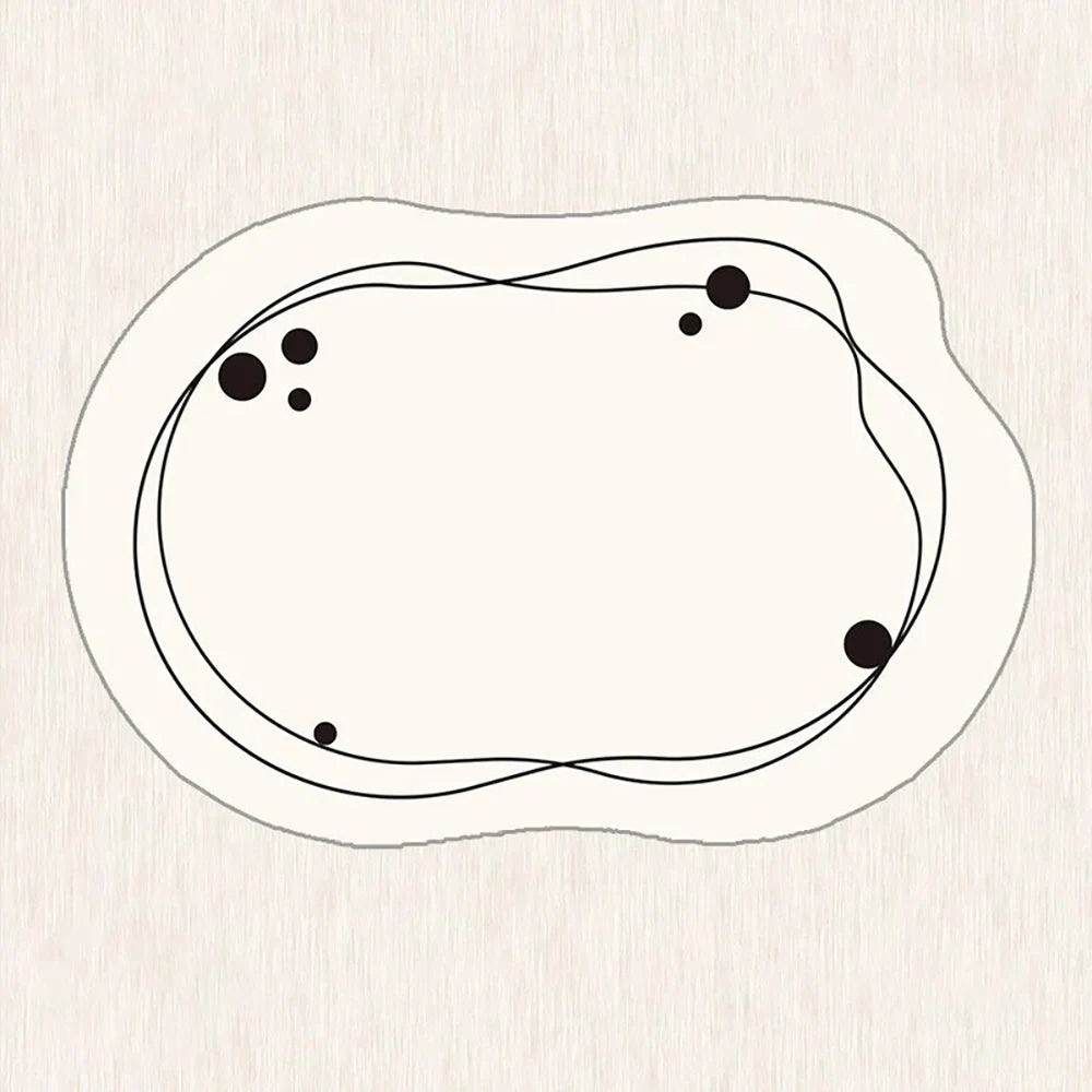 VIKAMA Minimalist Line Design Faux Wool Rug - Ultra-Thin, Stain-Resistant, Non-Slip Carpet for Bedside & Living Room, Soft Mat