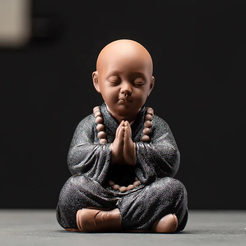 Ceramics Four Not Small Monk Statue Ceramic crafts Chinese characteristic decoration luxurious Home, Study, office accessories