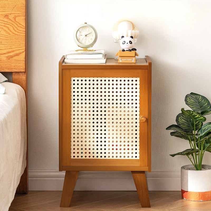 Modern Bedroom Bedside Cabinet, Simple Bedroom Storage Cabinet, ABS Grid Cabinet Door, Strong Door Stopper, Nightstand