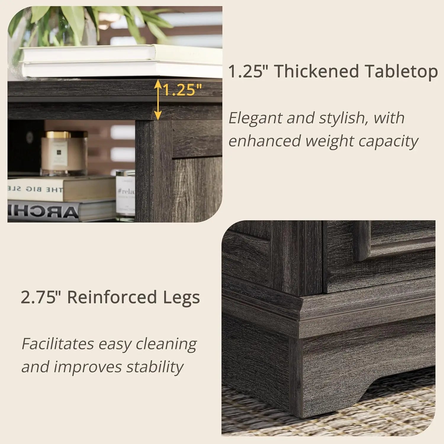 LIKIMIO Farmhouse Nightstand with Storage Drawers & Open Shelf, Small and Tables Living Room,Rustic Wood Side Tables for Bedroom