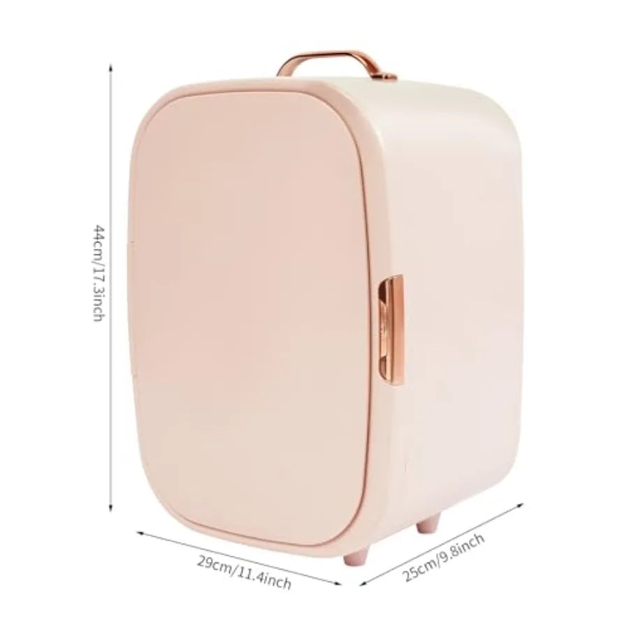 12L Portable Beauty Fridge with Handle Pink Mini Cooler Warmer for Makeup Lipstick Skincare Cosmetics Storage