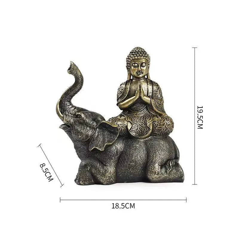 Elephant Buddha Statue Thailand Buda Resin Huddhism Figurines Fengshui Hindu Sitting Buddha Figurine Living Room Home Decor Gift