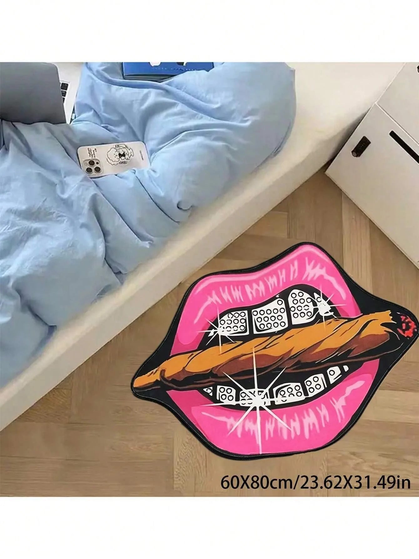 Creative Pink Lip Carpet Durable and Wear-Resistant Home Decor Bedside Rug Bedroom Entrance Doormat Home Decor Carpet