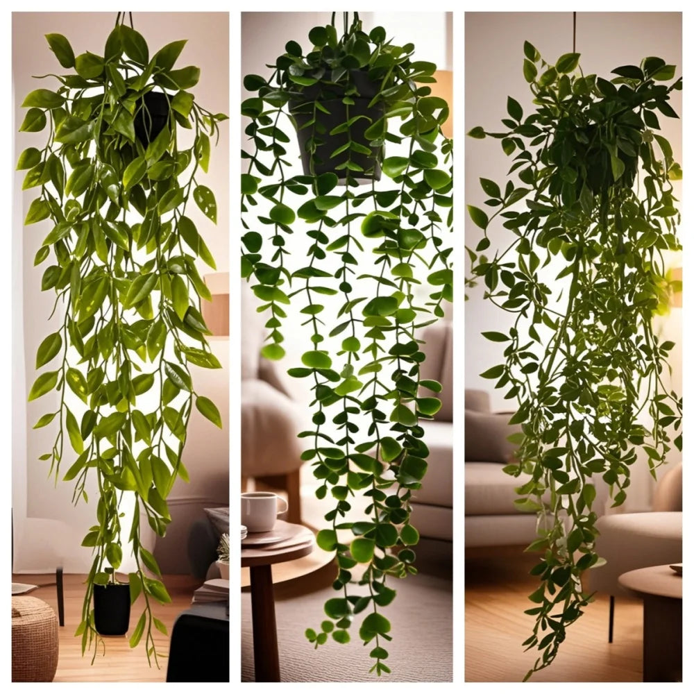 Artificial Plant Wall Hanging Fake Plants Green Leaf Flower Decor Room Simulation Bonsai Home Decoration Hotel Party