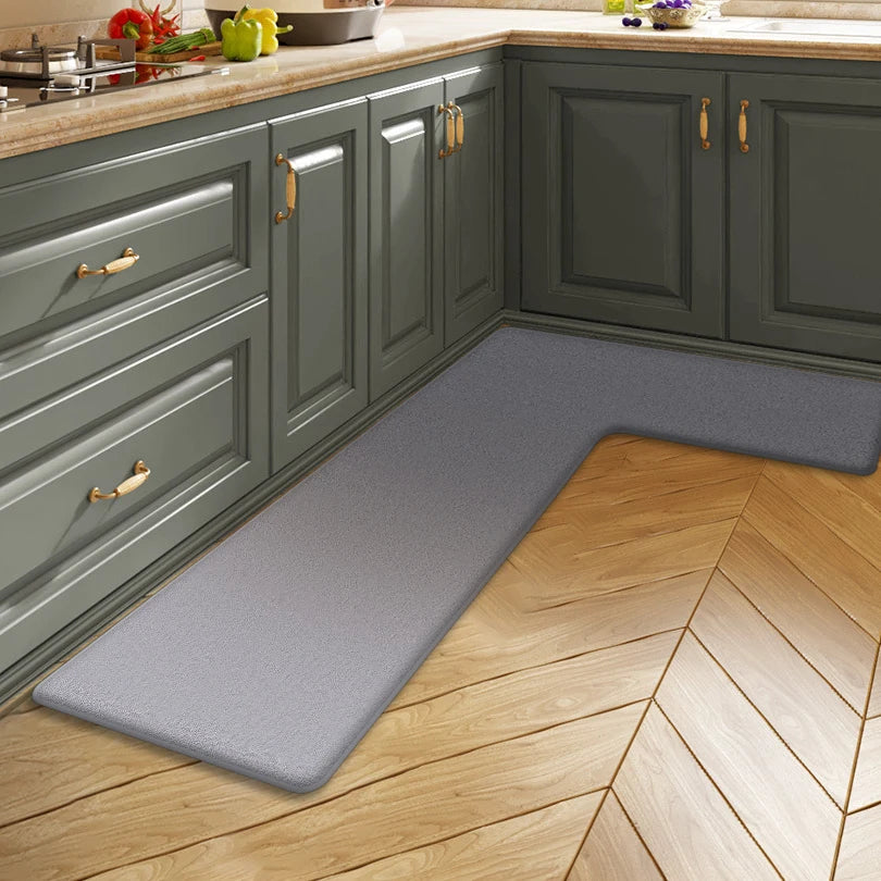 Solid color kitchen L-shaped dirt-resistant soft floor mat restaurant corner absorbent floor mat bathroom non-slip mat door mat