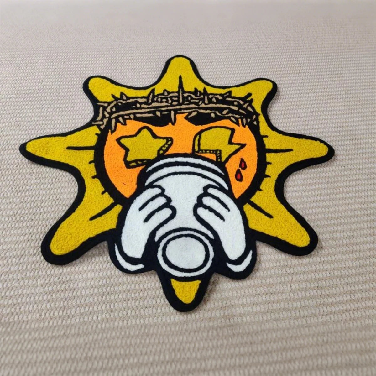 Bedroom Carpet Non-slip Soft Comfortable Floor Mat Yellow Fun Sun Irregular Rug Sofa Living Room Home Decoration Mats