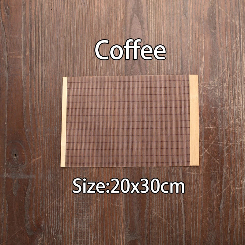 Natural Bamboo Table Runner Placemat Tea Mats Table Placemat Pad Heat Pad Japanese Style Coaster Home Cafe Restaurant Decoration