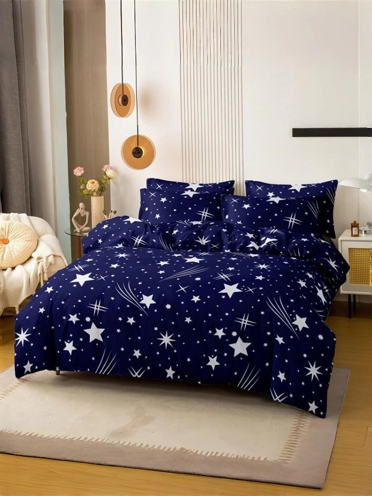 3pcs starry sky Brushed Bedding Set Queen Size Duvet Cover Pillowcase Set Skin Friendly Breathable Simple Duvet Cover Pillowcase