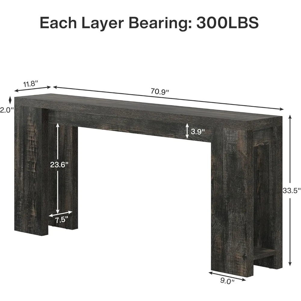 Extra Long Farmhouse Wood Console Table Sofa Table for Living Room Narrow Entryway Accent Table behind Couch