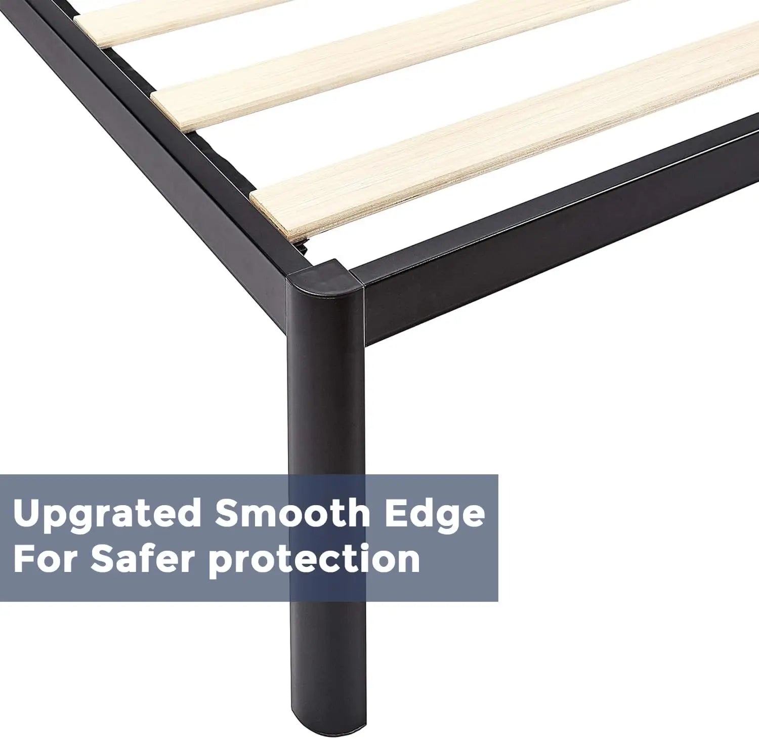 Full Size Metal Platform Bed Frame with Headboard – Noise-Free Wooden Slats & Non-Slip Foundation