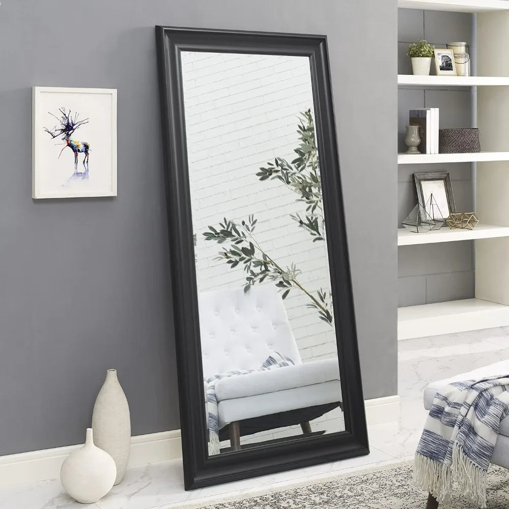 Tall Mirror Full Body Oversize Mirror Smooth Faux Wood Frame Full Length Huge Mirrors for Bedroom Huge Floor Long