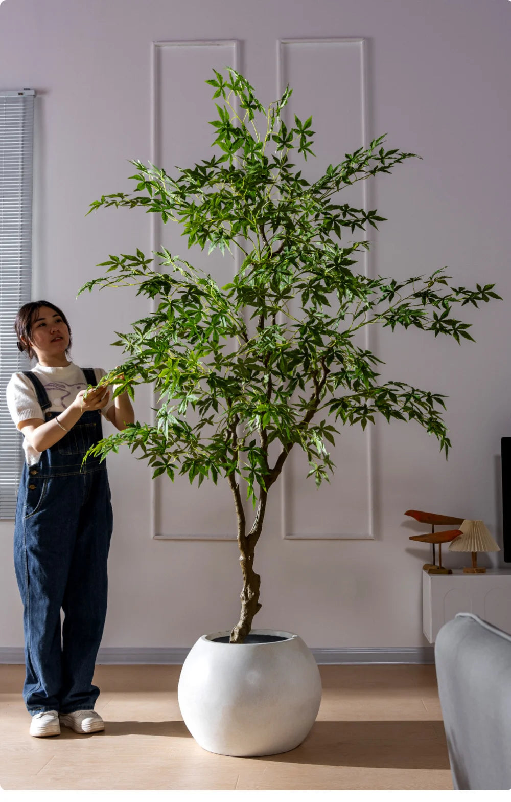 Artificial Maple Tree Red Maple Fake Tree Large Indoor Potted Plant Home Living Room Window Display Decoration Floor Greenery