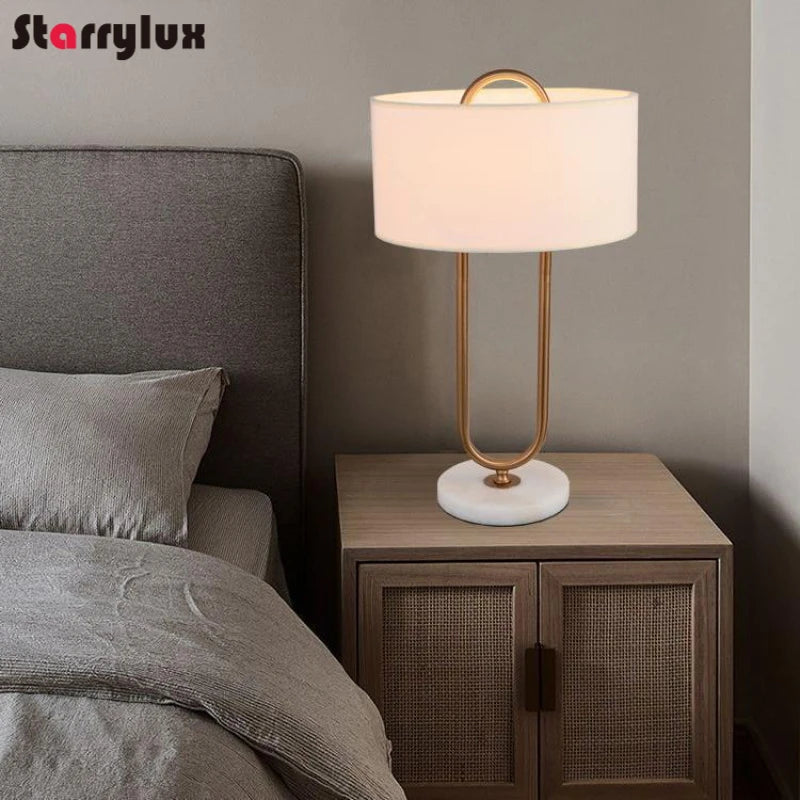 Marble Bedside Table Light Nordic Minimalist Style Luxury Hotel Model House Study  Living Room Decor Lamps