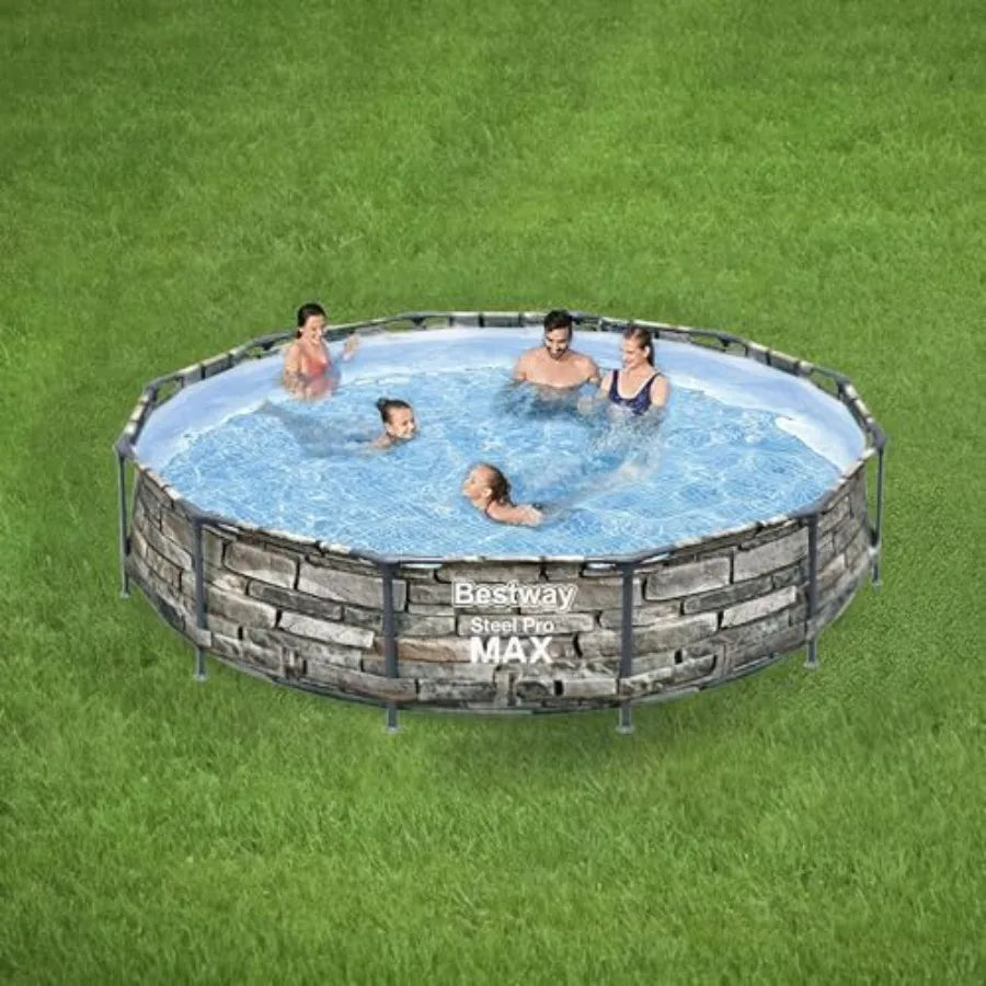 Steel Pro Max Round Above-Ground Family Pool – 12′ × 30″ Steel Frame Set
