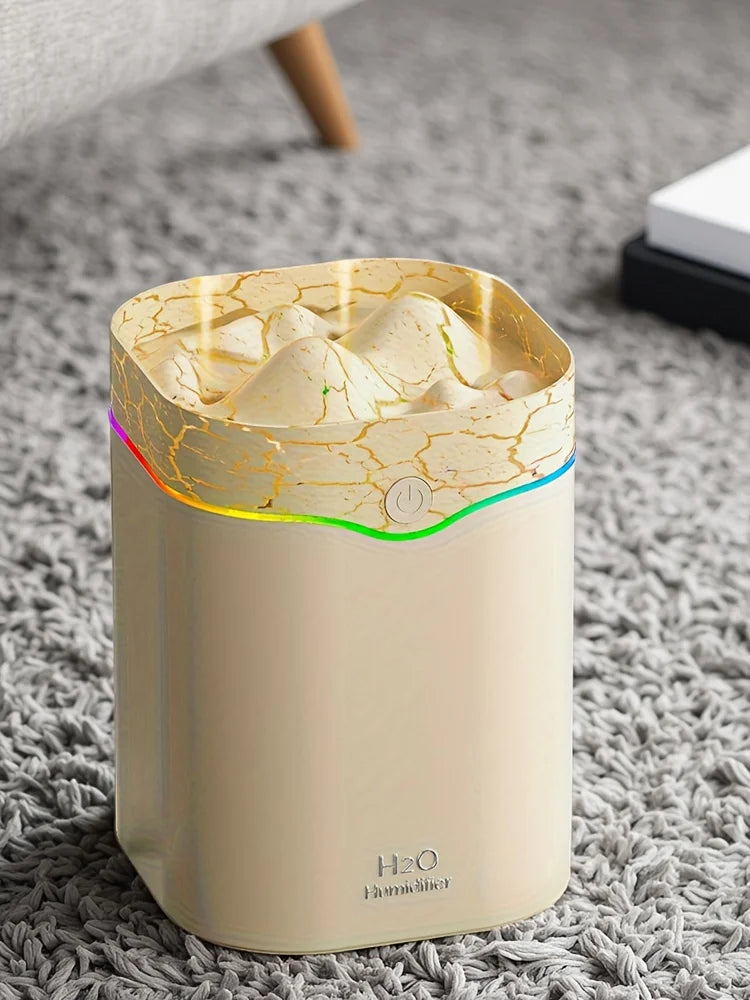 3 nozzles 2L large capacity humidifier cracked flame mountain USB powered mist volume adjustment, home bedroom