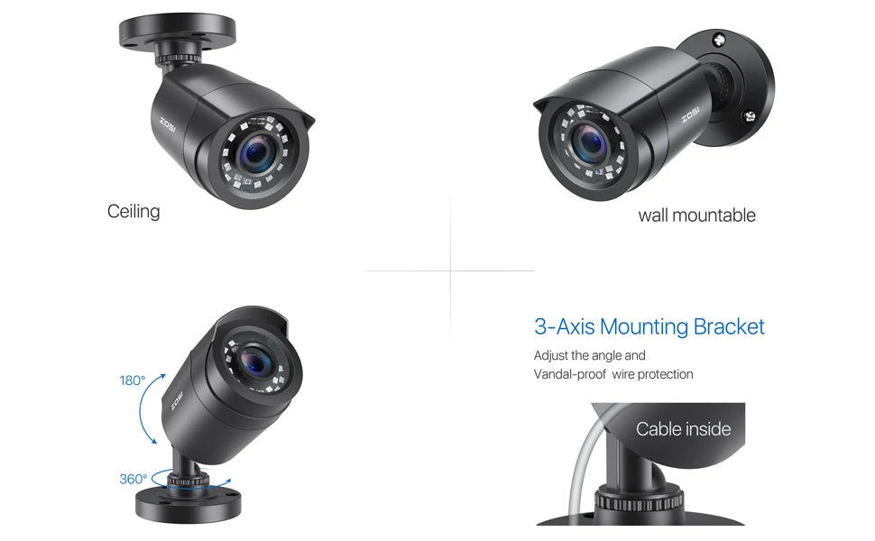 ZOSI 1080P HD Bullet Security Cameras – 4-Pack (Indoor / Outdoor)