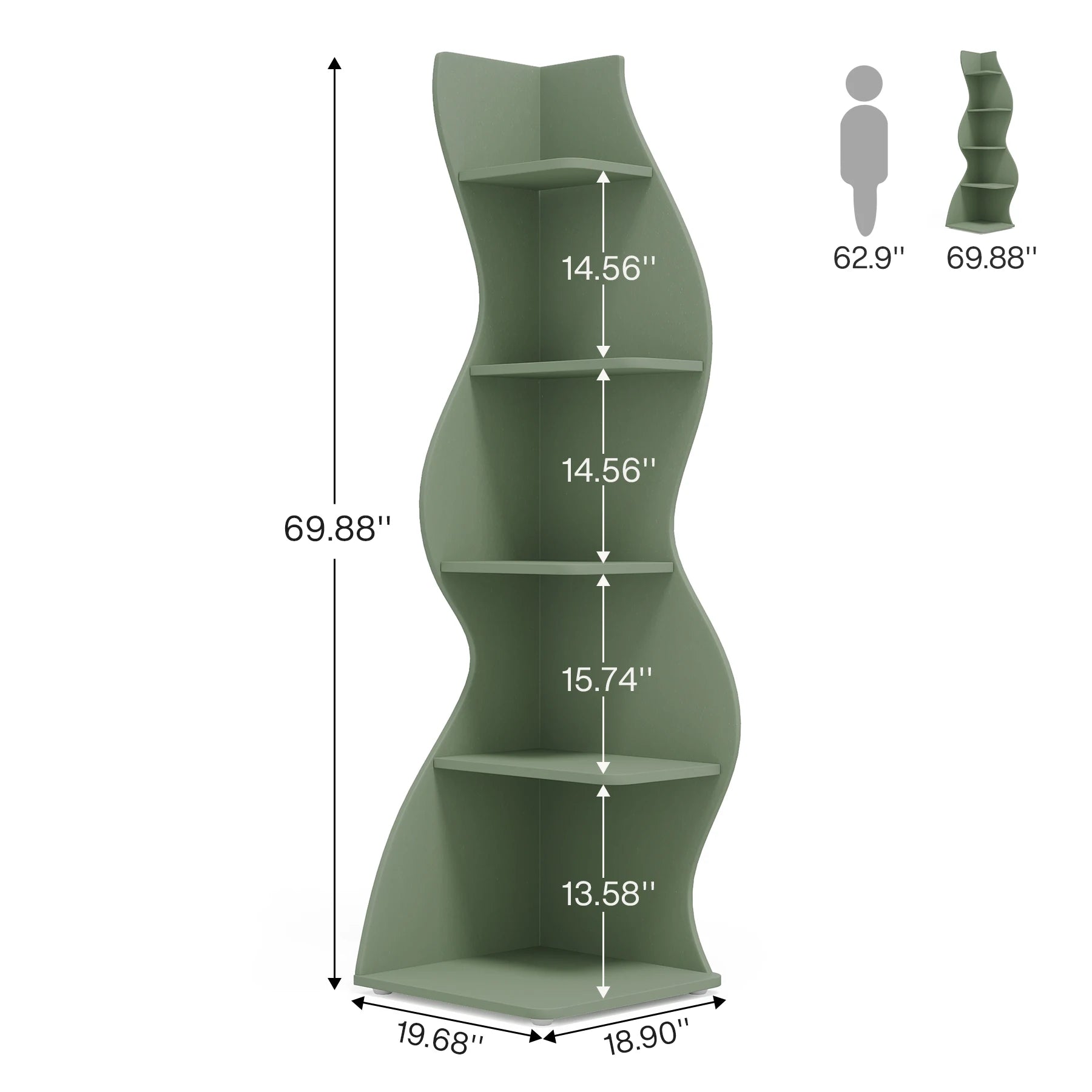 Tribesigns Modern 5-Tier Corner Bookshelf – Wall Corner Storage Rack & Plant Stand