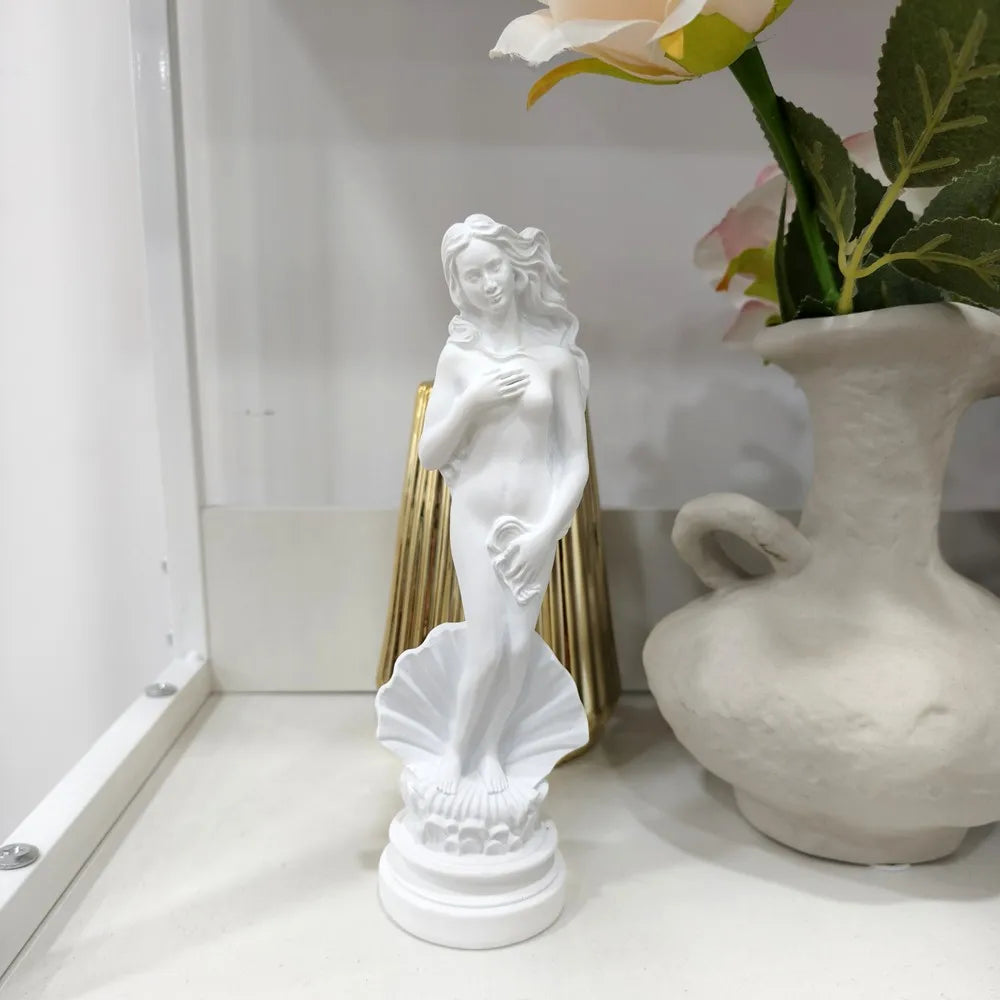 18cm Aphrodite Statue Resin White Greek Sculpture The Birth of Venus Figurines Bookshelf Desktop Decor Classical Renaissance