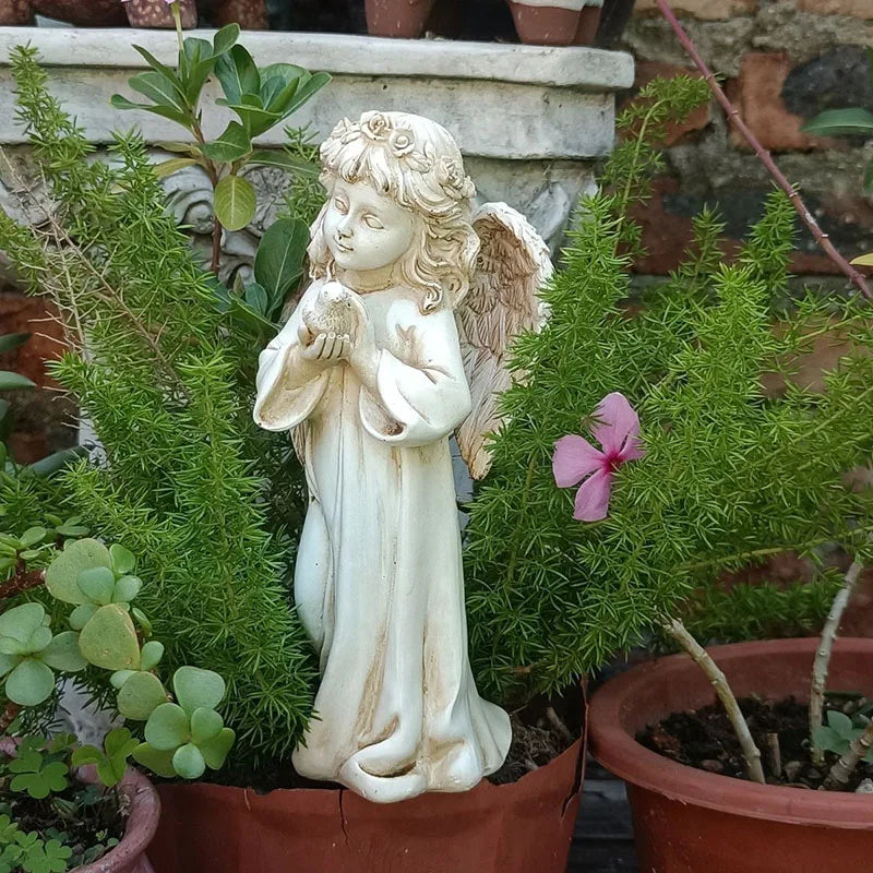 Outdoor Vintage Girl Prayer Angel Figurines Resin Ornaments Garden Balcony Statue Decoration Courtyard Villa Sculpture Crafts