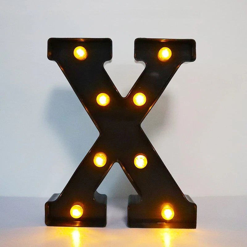 22cm Letters with Led Light Black Alphabet Letter Number Night Light Home Christmas Decoration Birthday Supplies Room Decoration