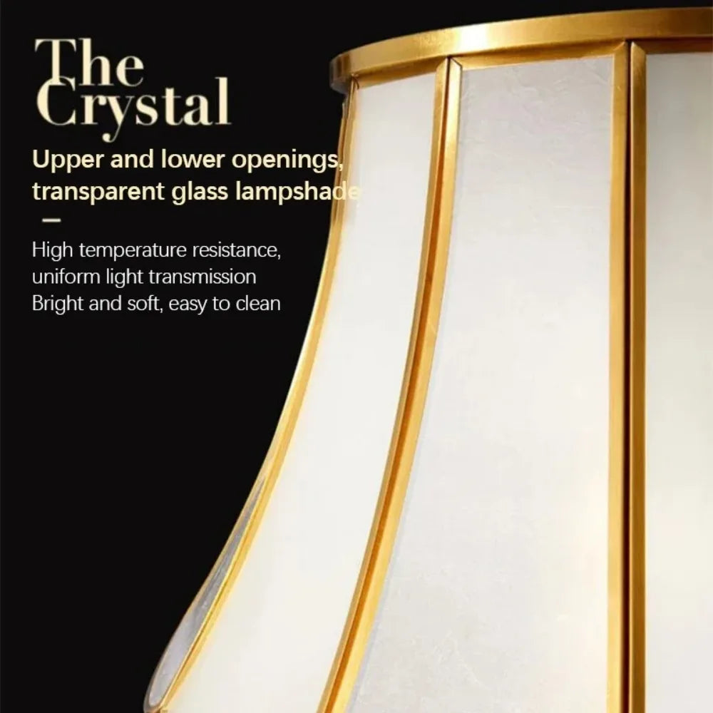 American Modern Brass Gold Desk Lamp LED Creative Retro Luxury Bedroom Bedside Glass Lamp Pure Copper Home Decoration Desk Lamp