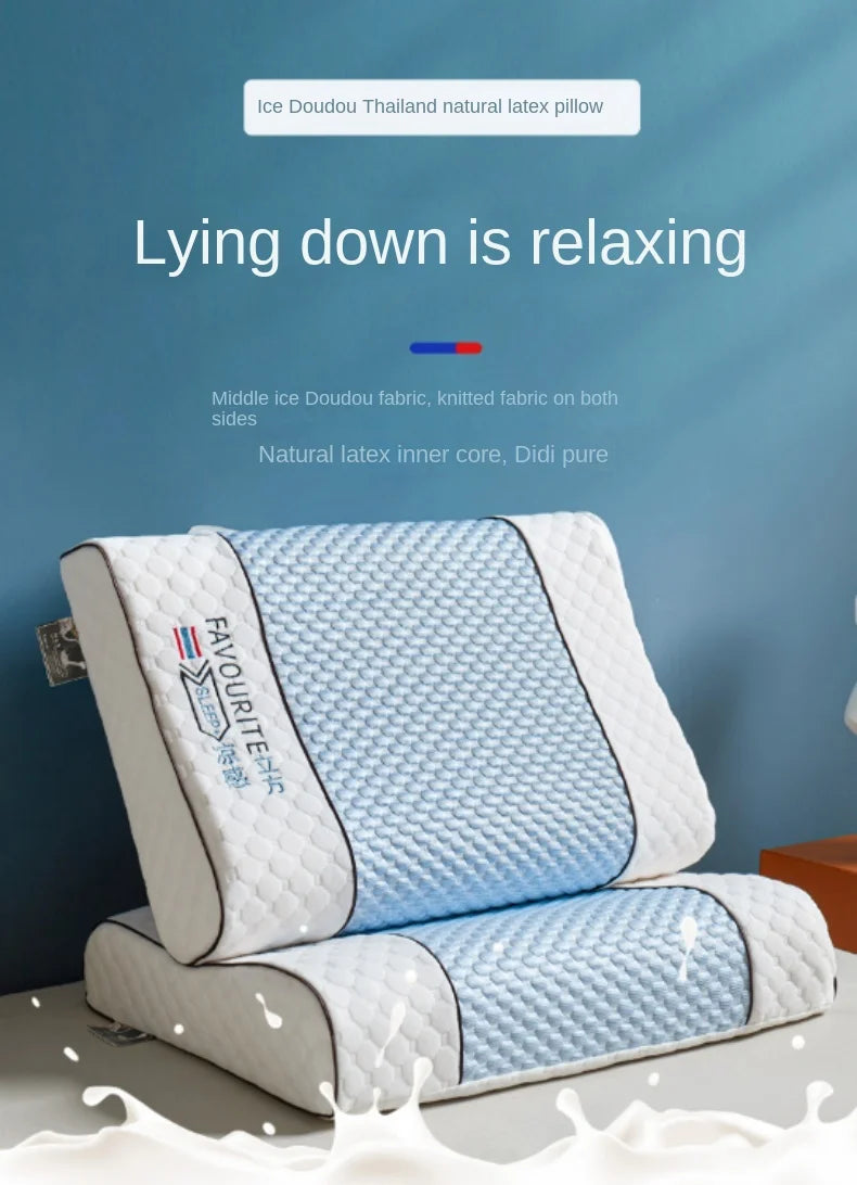 Ice coolingTechnology Thai Natural Latex Pillow Slow Rebound Health Care Memory Foam Pillow Orthopedic Pillow Neck Protector 1PC
