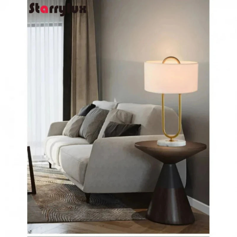 Marble Bedside Table Light Nordic Minimalist Style Luxury Hotel Model House Study  Living Room Decor Lamps