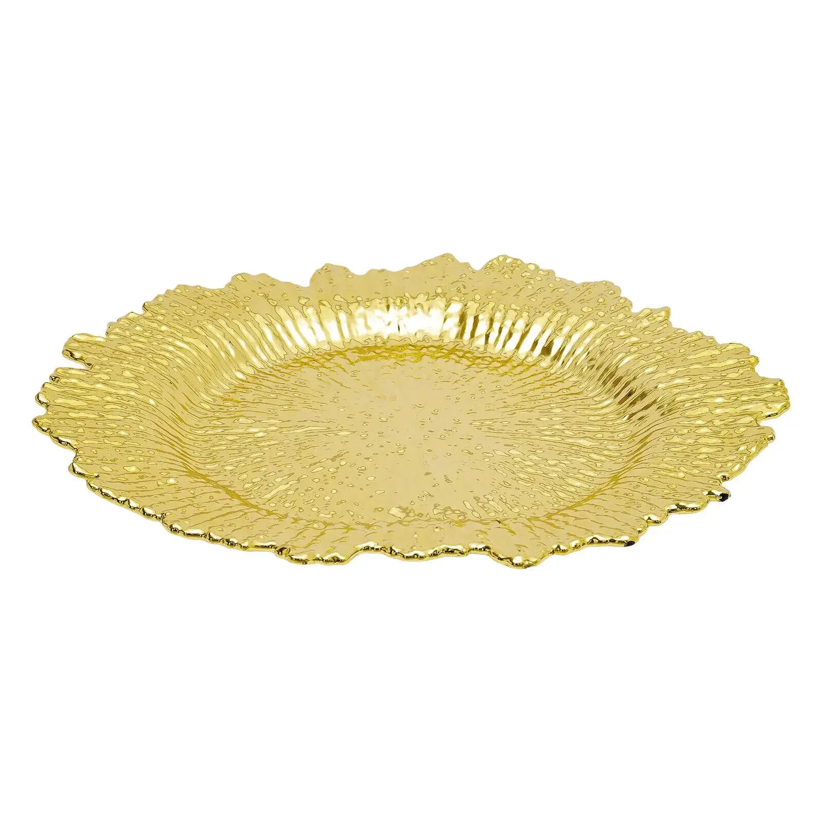 24PCS Gold Charger Plates – Round Reef Design Decorative Table Setting Plates