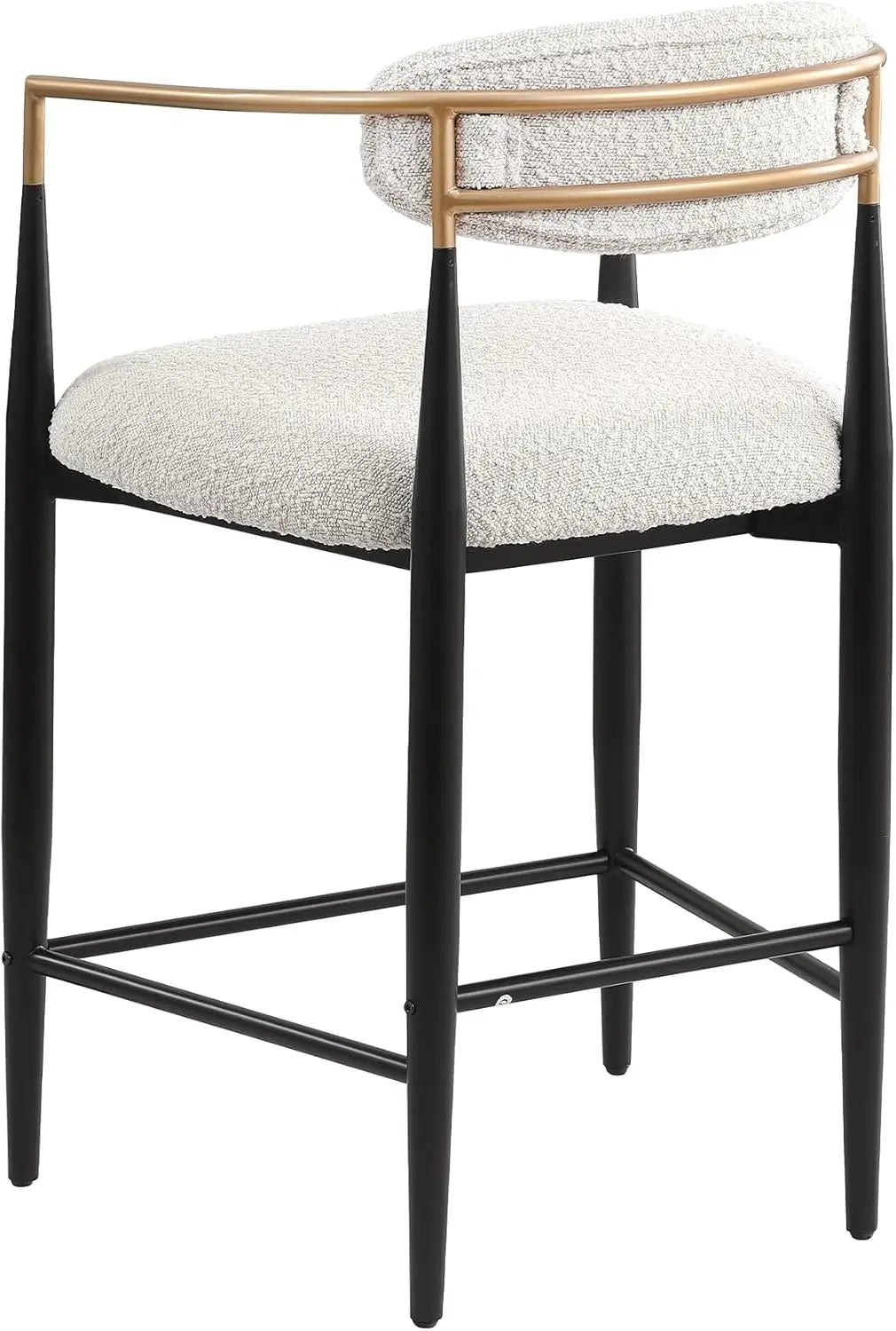 Counter-Height Bar Stools – Modern Upholstered Chairs with Gold Arms (Set of 2)
