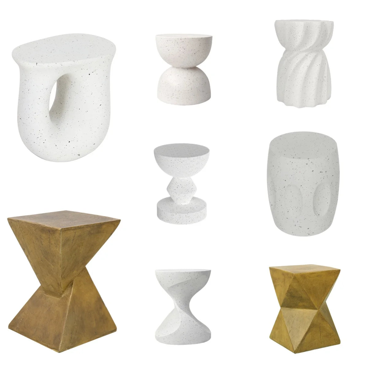 Modern Living Room Sofa Side Indoor End Table Outdoor Accent Table Lightweight Concrete Stool