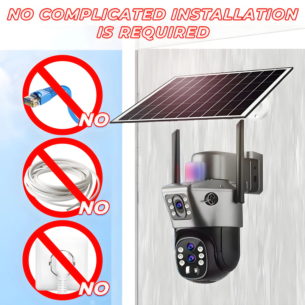 4G SIM Solar Security Camera – 12MP 6K Triple Lens PTZ (10× Zoom)