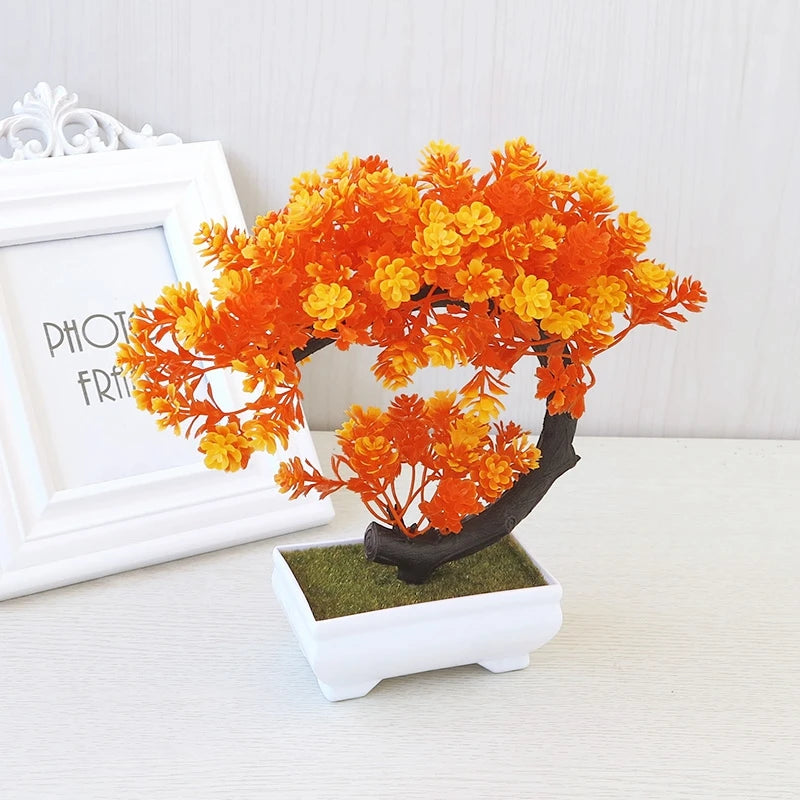 Artificial Potted Flowers Plants Bonsai Fake Plant Flower Potted Ornaments for Garden Small Simulated Tree Home Decor Supplies