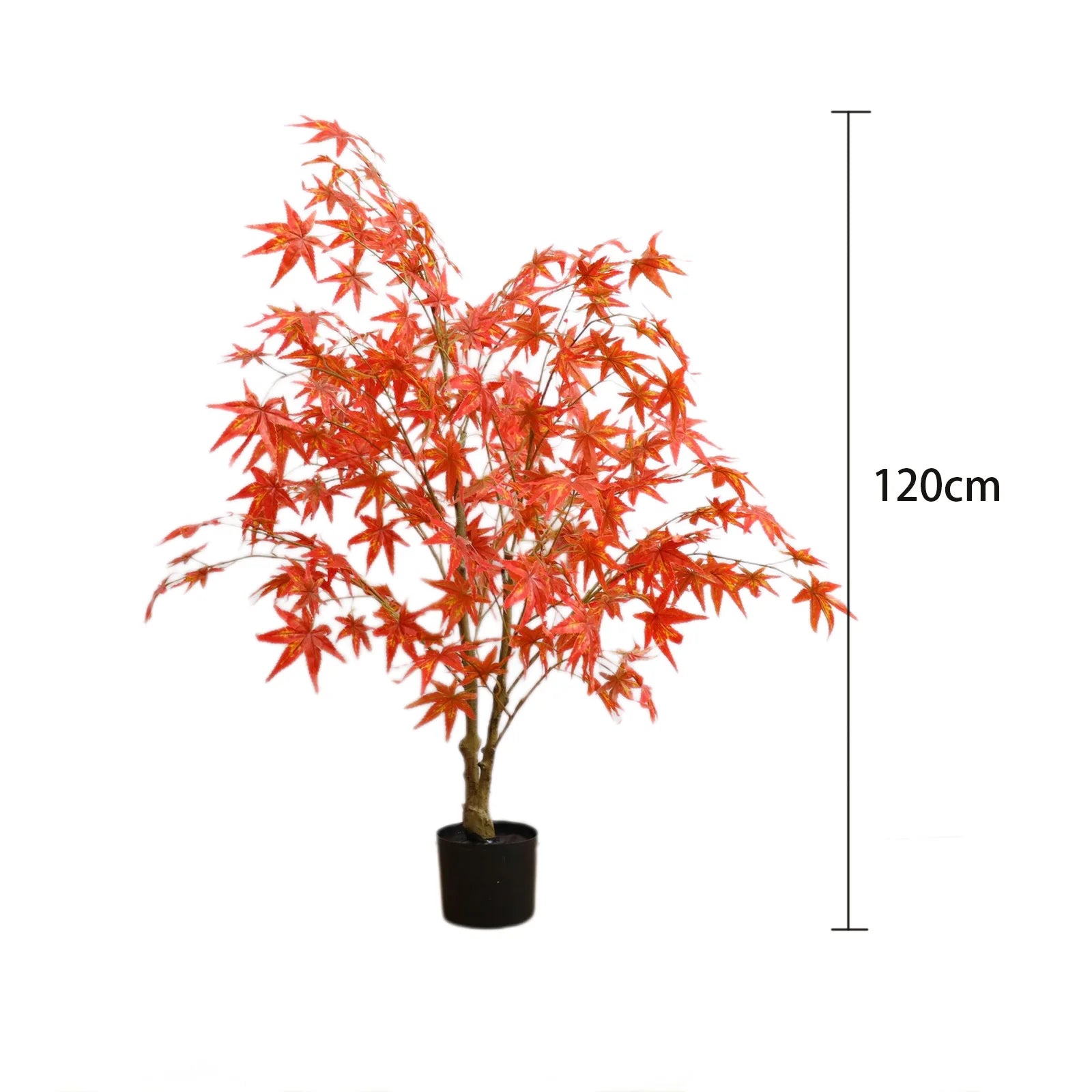 Autumn Maple Artificial Fall Tree In Plastic Pot, 120cm/150cm/180cm Faux Silk Leaves Red Maple Tree For Party Home Decoration