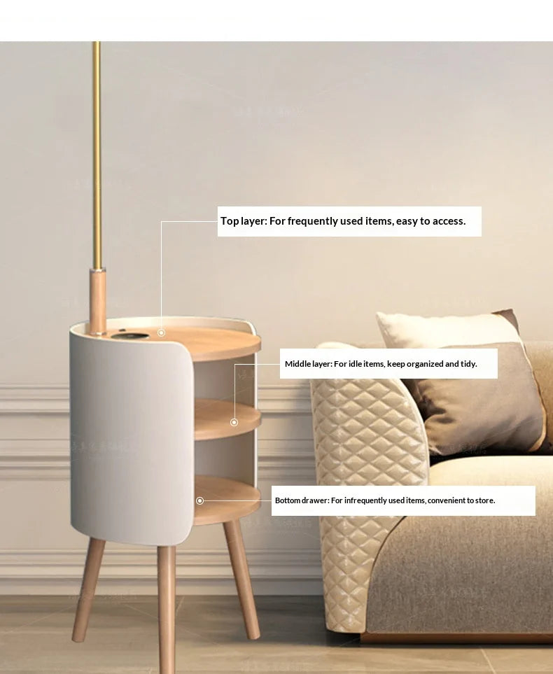 Scandinavian Luxury  with Side Table Round Nightstand for Living Room Sofa Bedside Lighting Room Decoration Light Floor Lamp LED