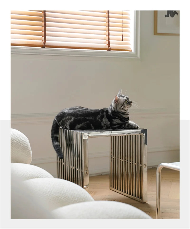 Nordic Stainless Steel Bench – Minimalist Shoe Changing Stool Ottoman