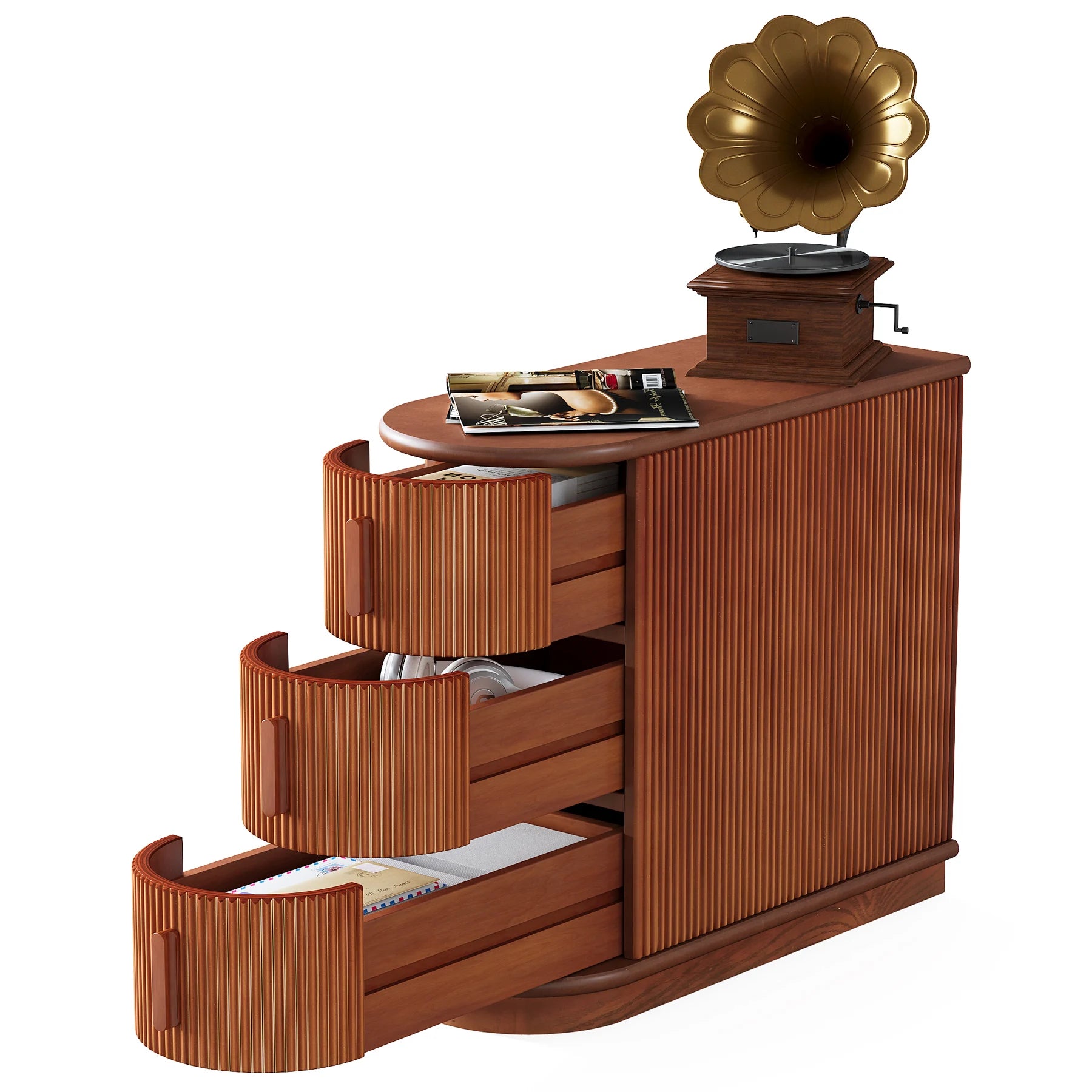 Tribesigns Solid Wood End Table, 3-Drawer Modern Sofa Side Table, No Assembly Required, Narrow Chair Side Table Slim Nightstand