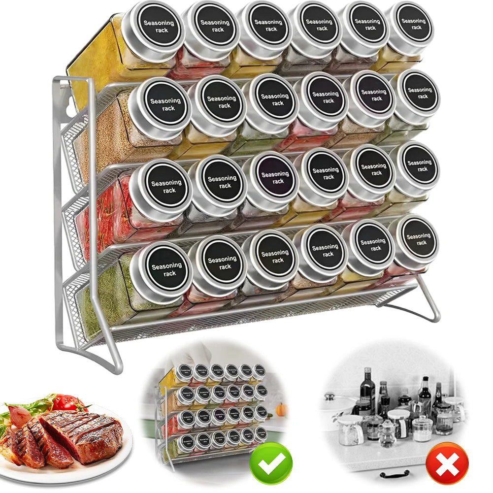 4-Tier Pantry Container Holder – Carbon Steel Cupboard Storage Organizer