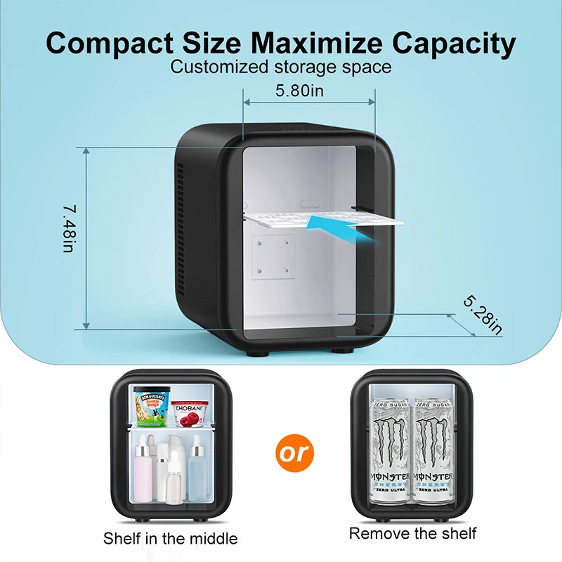 Crownful 4L Mini Fridge Refrigerator Portable Beauty Makeup Skincare Refrigerator Constant Temperature Car Mini Fridge for Home