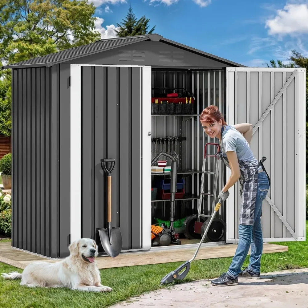 Outdoor Storage Shed 6x4ft - Weatherproof, Lockable, and Ventilated for Garden Tools and Equipment