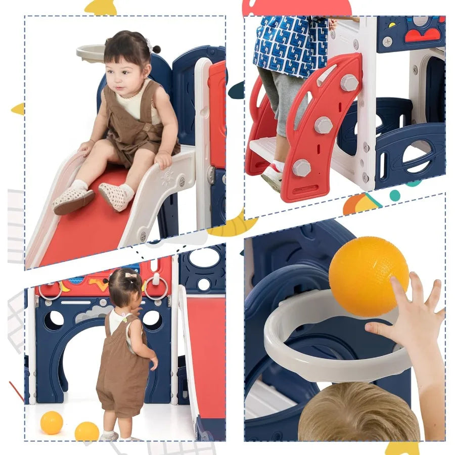 9-in-1 Castle Amusement Playground – Indoor & Outdoor Toddler Playset with Slide