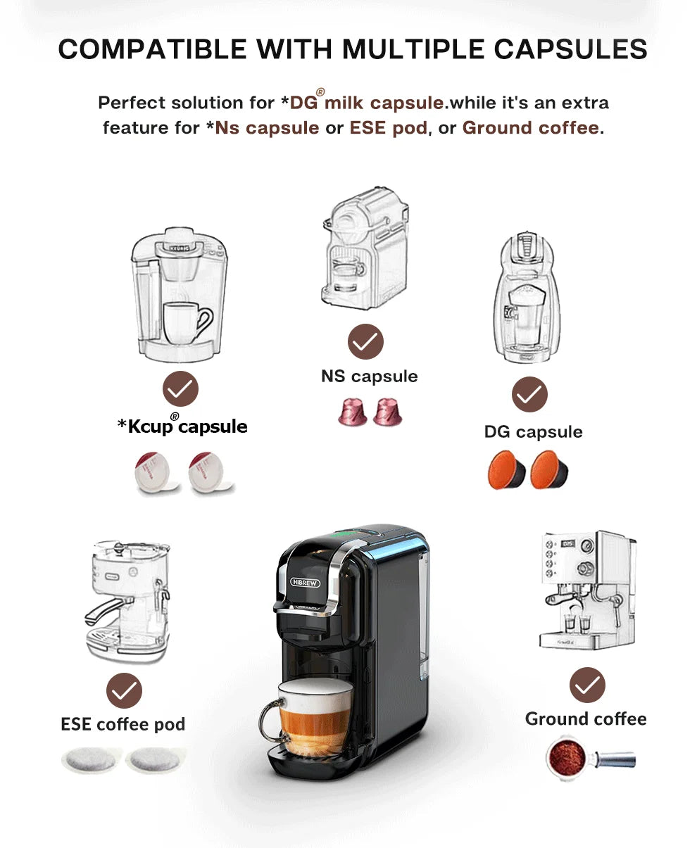 HiBREW 5-in-1 Multi-Capsule Coffee Machine – 20 Bar Hot & Cold Espresso Maker