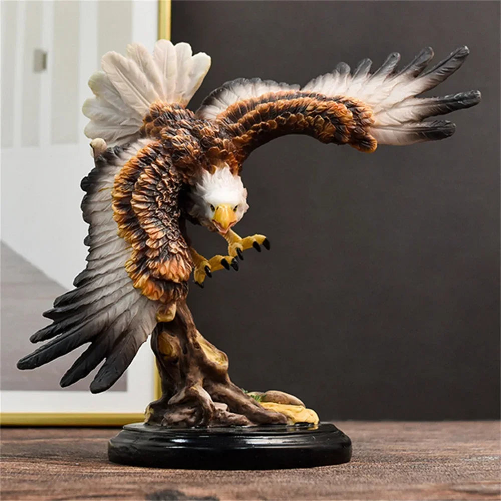 Eagle Statue Resin Animal Ornament Color/Gold Falcon Sculpture Home Decoration Crafts Office Figurines Desktop Accessories Gift