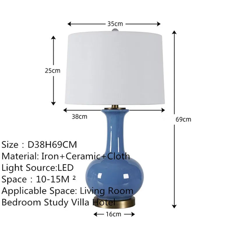 Contemporary Luxury Ceramic Table Lamp LEDAmerican Retro Creativity Living Room Bedroom Study Villa Hotel Bedside Desk Light