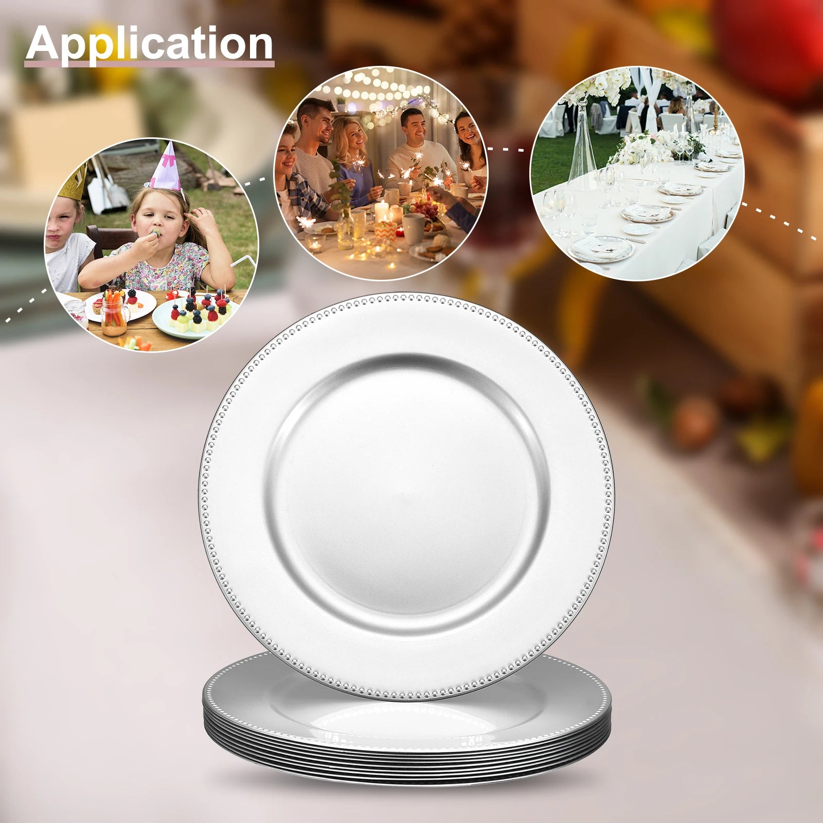 Round Charger Plates – 13″ Plastic Table Chargers (10-Pack)