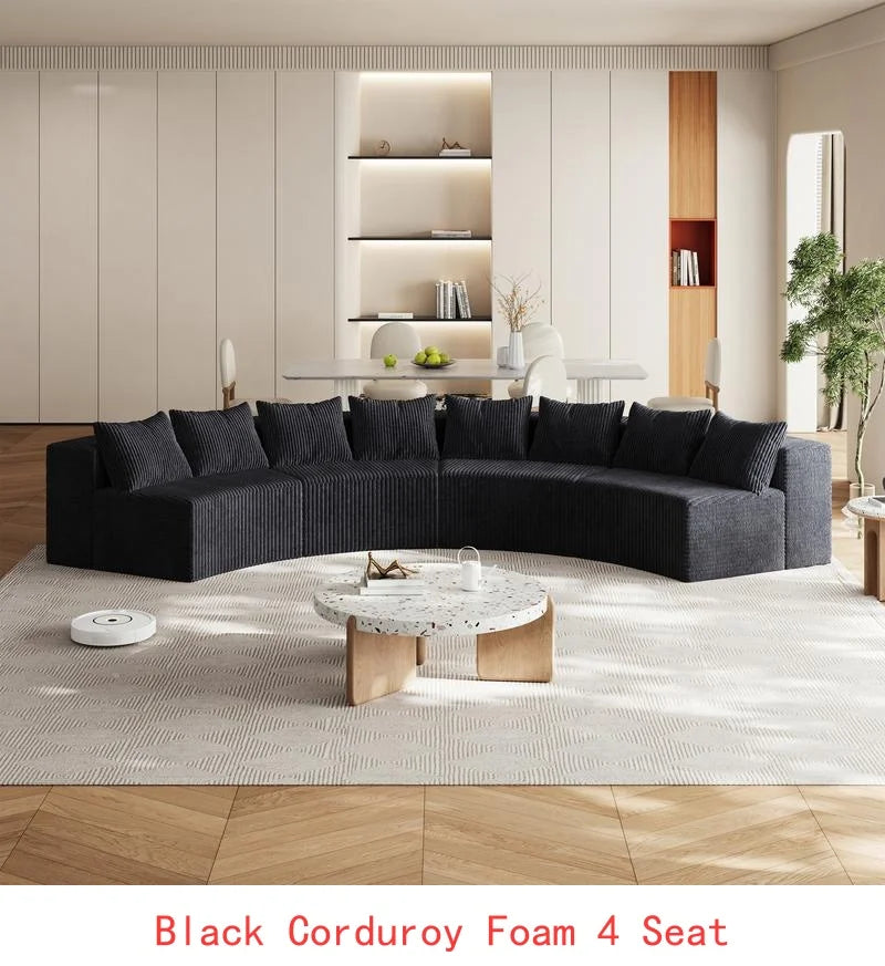 Curved Modular Sectional Foam Sofa with 12 Pillows, Semi-Circular Design for Living Room, Bedroom, Office, Leisure, Nap,
