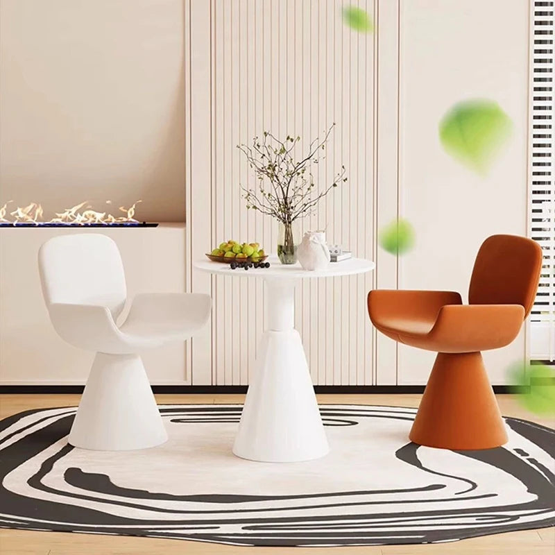 Nordic Solid Wood Swivel Accent Chair – Portable Armchair with Backrest